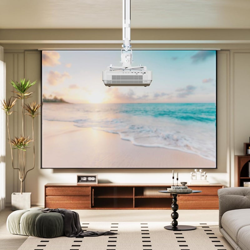 PEGZONE Projector Ceiling Mount with Extension Pole, Wall&Ceiling Adjustable Bracket 3-in-1, Universal Projector Holder for Home Theater & Office, 44lbs, Compatible with Epson/Optoma, White - Image 4